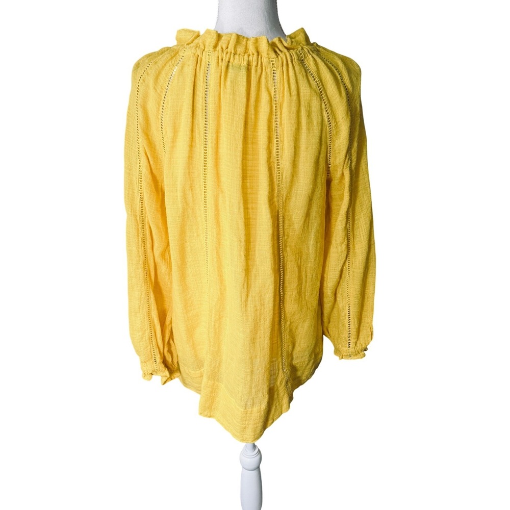 Sundance Golden Yellow Ruffle Tassel Peasant Blouse Size Small Boho Casual GUC - Picture 8 of 13